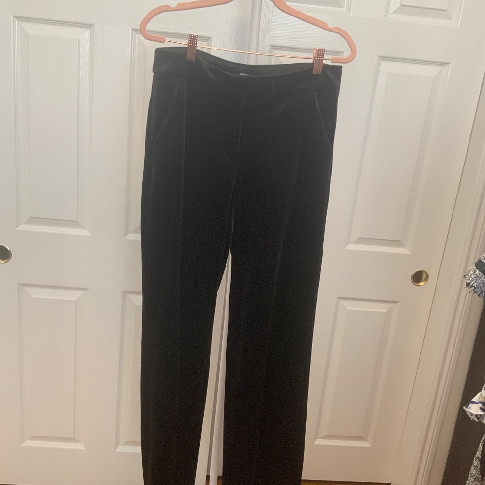 Express Editor Black Velvet Trouser Pants - Picture 2 of 5